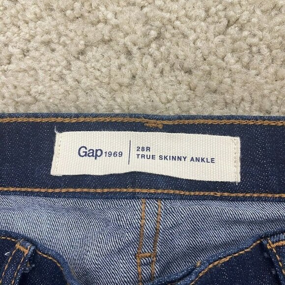 Gap Womens True Skinny Ankle Jeans Size 28 Dark Wash Denim Mid Rise Waist - Picture 4 of 9